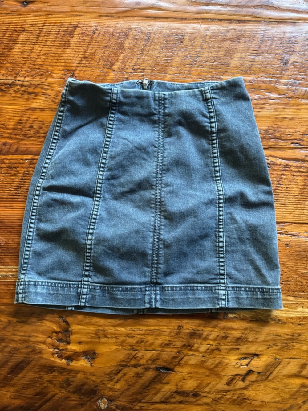 Free People Denim Panel Mini Skirt - Slate Blue